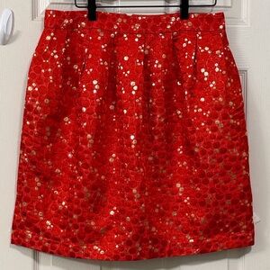 Elegant Red and Gold A-Line Skirt